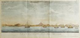 261   -  Dos grabados: 
A view of the land of Patagonia a little to the northward of Port St Julian. Muller, Johann Sebastien.
A view of the hill of Petaplan and the rocks called the White Friars bearing SE. b E. distant 5 miles; A view of the islands of Quibo and