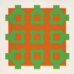 46   -  Victor Vasarely. Orange and Green (from the Constellation series), 1965