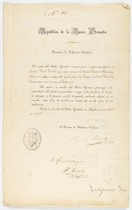 173   -  Pasaportes diplo. N. Granada, 1855