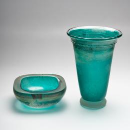 43   -  Cuenco y jarrón en Murano Scavo. Mario Poggi. 