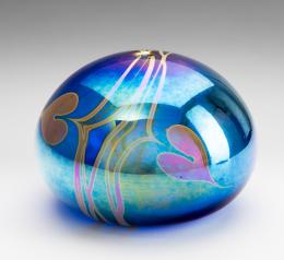 46   -  Lámpara de aceite iridiscente corazón. De Eric Peder Brakken Glasshouse Studios. 