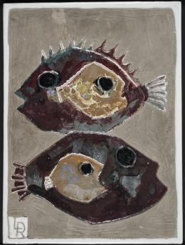 3   -  Peces sobre fondo raspado. década de 1960. 