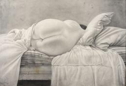 106   -  Desnudo acostado de espaldas con almohadas . 1976. 