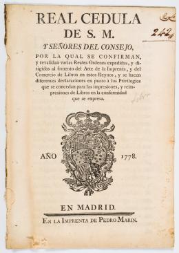 57   -  Real Cédula sobre la imprenta