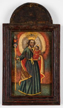 76   -  San José con el Niño Jesús. Obrador anónimo virreinal. 