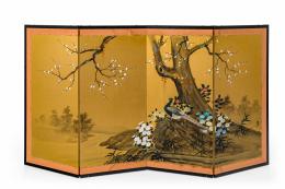 119   -  Biombo japonés (Byōbu). Obrador anónimo neogranadino. 