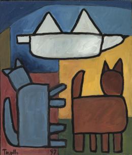 80   -  Rodrigo TrujilloColombia, 1959. [Gatos y paloma], 1997
