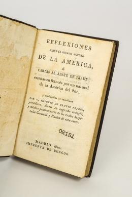 305   -  <span class="object_title">Reflexiones sobre el estado actual de la América, ó cartas al abate de Pradt escritas en francés por un natural de la América del Sur, y traducidas al castellano por D. Antonio de Frutos Tejero</span>