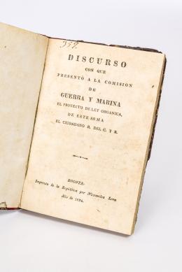 307   -  <span class="object_title">Discurso con que presentó a la comisión de guerra y marina el proyecto de ley organica de este arma el ciudadano R. del C. y R.</span>