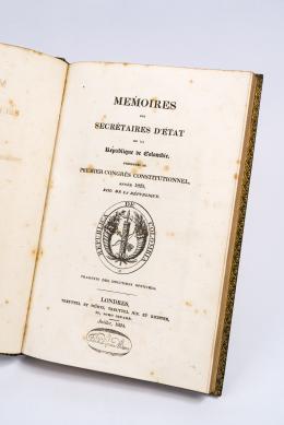 331   -  <span class="object_title">Mémoires des Secrétaires d'Etat de la République de Colombie, présentées au premier congrès constitutionnel, année 1823,13e de la république</span>