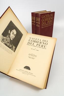 344   -  <span class="object_title">Gaceta del Gobierno del Perú - Periódo de gobierno de Simón Bolívar. Tomo I, II y III</span>