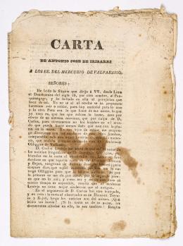 348   -  <span class="object_title">Carta de Antonio José de Irisarri a los EE del Mercurio de Valparaíso</span>