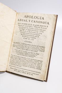 253   -  <span class="object_title">Apología Legal y canónica que escribe el Dr. José Prieto Aranda por su persona y prebenda doctoral de la catedral de Truxillo del Perú</span>