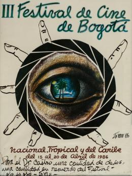 70   -  <p><span class="description">Enrique Grau . Ojo es ojo para el III Festival de Cine en Bogotá, 1986</span></p>