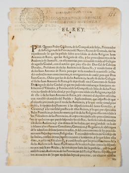 46   -  <span class="object_title">El rey [Por Quanto Pedro Calderón, de la Compañía de Iesus, Procurador de su Religión, de la Provincia del Nuevo Reino de Granada]</span>