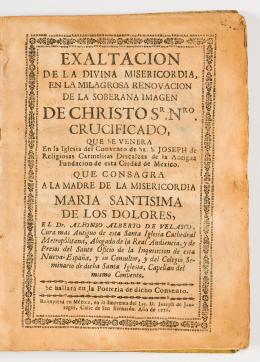 59   -  <span class="object_title">Exaltación de la divina misericordia en la milagrosa renovación de la soberana imagen de Christo Sr. Nro. Crucificado, que se venera en la iglesia del convento de Sr. S. Joseph de Religiosas carmelitas Descalzas de la antigua fundación de esta ciudad de México</span>