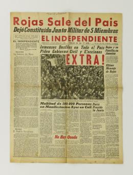 198   -  <span class="object_title">"Rojas sale del país. Dejó constituida junta Militar de 5 miembros"<br/>El Independiente, 10 de mayo del 1957</span>