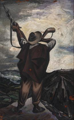 6   -  <p><span class="description">Alipio Jaramillo. Sin título (Lucha popular en Colombia) (Campesino con fusil y bayoneta), [ca. 1956]. </span></p>