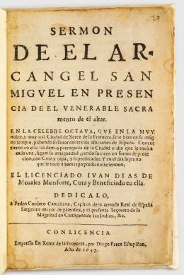 67   -  <span class="object_title">[Cartagena de Indias] Sermón de el Arcángel San Miguel en presencia de el venerable sacramento de el altar</span>