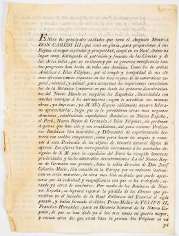 156   -  <span class="object_title">[Expedicion botanica: Circular para la obtención de fondos con objeto de publicar las Floras Americanas] Entre los principales cuidados que tuvo el Asto Monarca Don Carlos III... el patrocinio y momento de las Ciencias y de las Artes útiles</span>