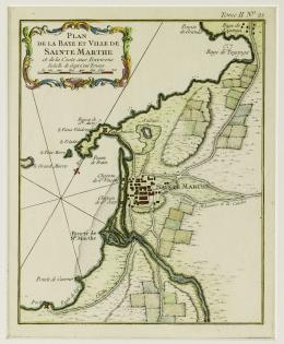 632   -  <p><span class="description">Bellin, Jacques Nicolas. Plan de la Baye et Ville de Sainte Marthe et de la Coste aux Environs / Mapa de la bahía y la ciudad de Santa Marta y la costa en los alrededores</span></p>