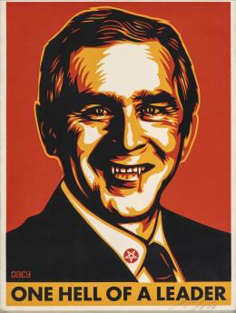 134   -  <p><span class="description">Shepard Fairey "Obey". Bush Hell, 2004</span></p>