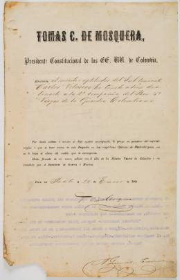 20   -  <span class="object_title">Documento firmado por el Presidente de los Estados Unidos de Colombia Tomás Cipriano de Mosquera</span>