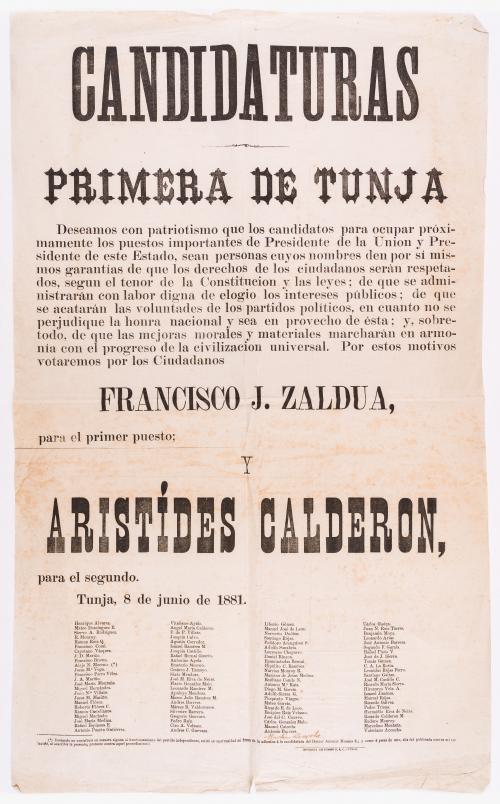 VV.AA. : Candidaturas. Primera de Tunja