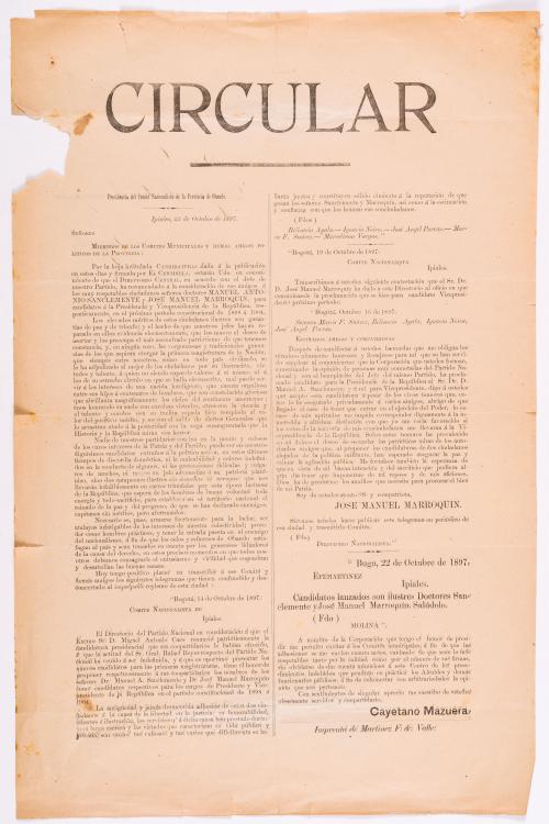 Mazuera, Cayetano : Circular