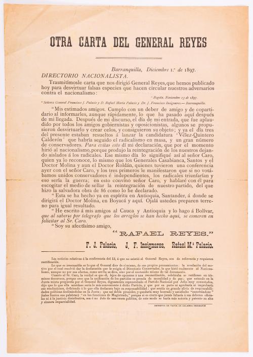 Reyes, Rafael : Otra carta del General Reyes