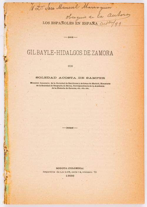 Acosta de Samper, Soledad : Los españoles en España. Gil Bayle. Hidalgos de Zamora