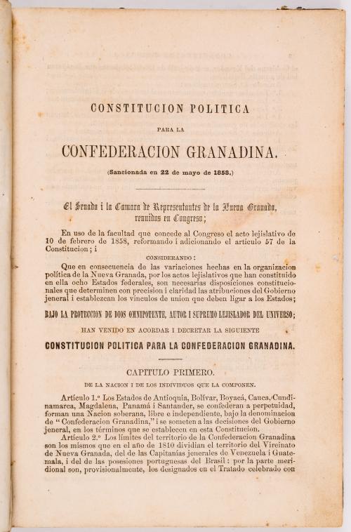 s.a : Constitución política para la Confederación Granadina
