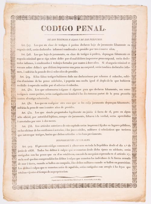 s.a : Código penal de la Nueva Granada, expedido por el congreso en sus sesiones de 1837