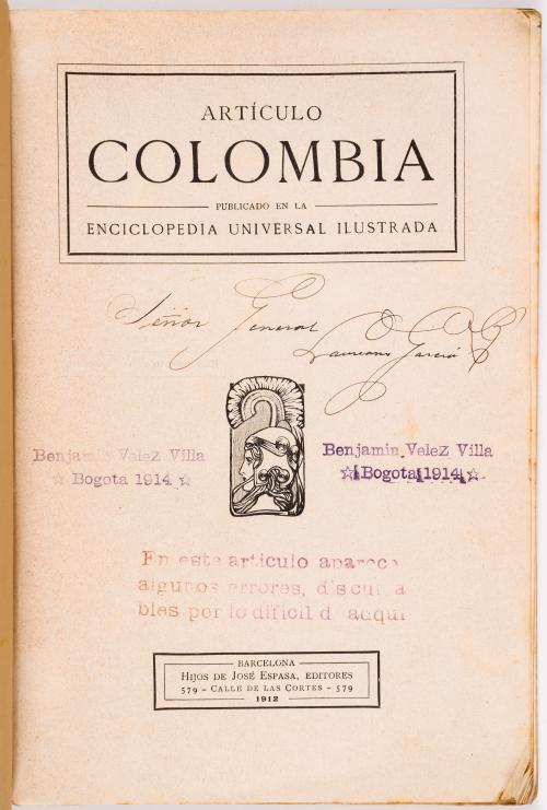Triana, Miguel : Revista de Colombia. Volumen del centenario. Números del 1 al 12
