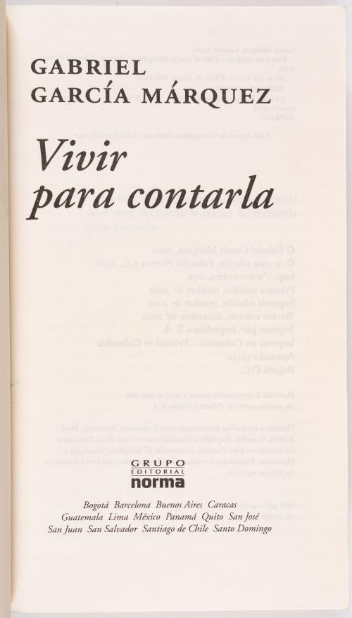 García Márquez, Gabriel : Vivir para contarla