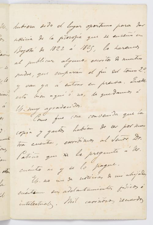 Cuervo, Rufino José : Carta inédita de Rufino José Cuervo a Miguel Antonio Caro