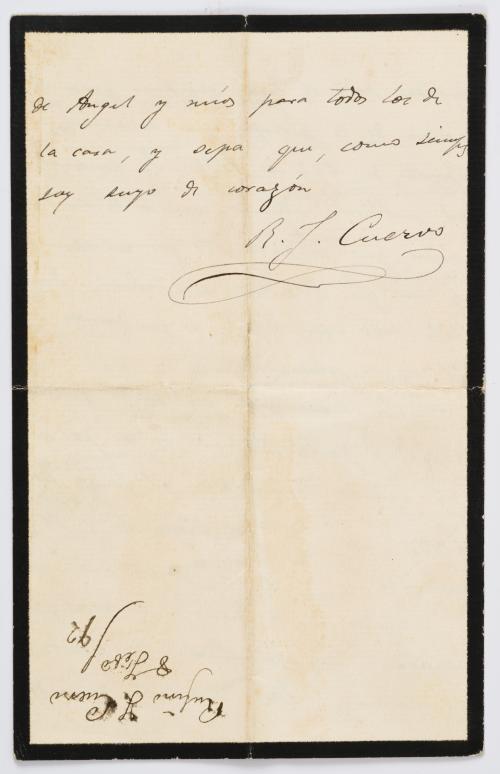 Cuervo, Rufino José : Carta inédita de Rufino José Cuervo a Miguel Antonio Caro