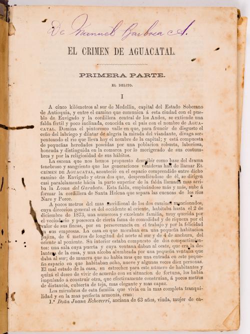 Muñoz Fernández, Francisco de Paula : Crimen de Aguacatal