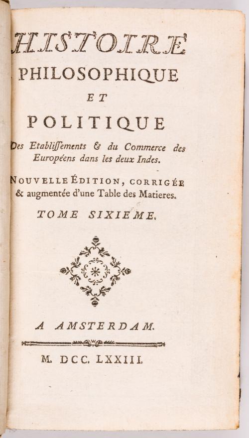 Histoire philosophique et politique. Tomos I, II, III, IV, V y VI