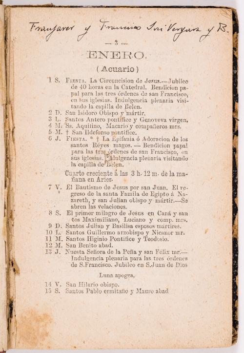 Vergara, J. M. y Gaitán J. B. : Almanaque de Bogotá y guía de forasteros para 1867