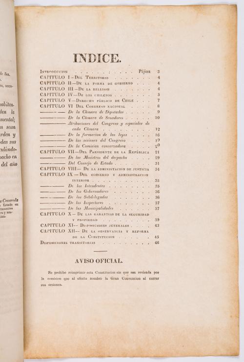 s.a : Constitución de la República de Chile. Jurada y promulgada el 25 de mayo de 1833