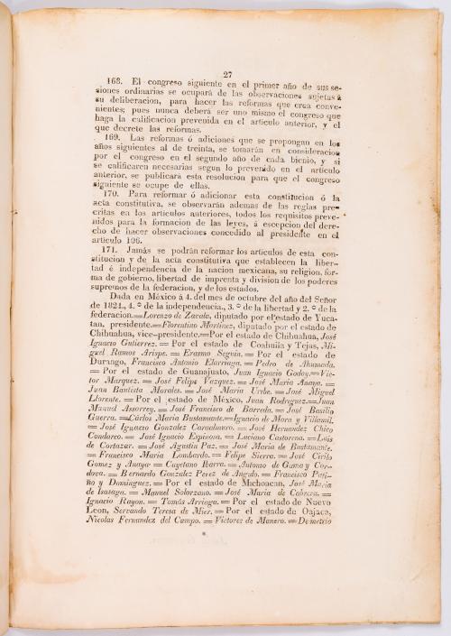 s.a : Constitución federal de los Estados Unidos Mexicanos. Seccionada. El Congreso General Constituyente del 4 de octubre de 1824 