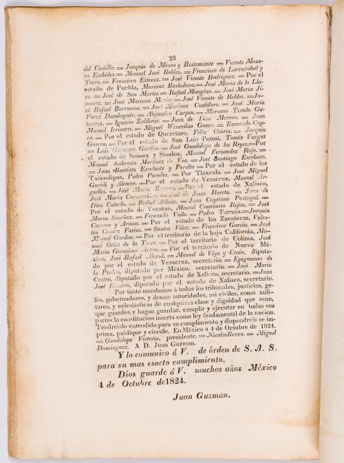 s.a : Constitución federal de los Estados Unidos Mexicanos. Seccionada. El Congreso General Constituyente del 4 de octubre de 1824 