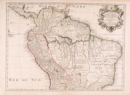 Delisle, Guillaume : Carte de la Terre Ferme, du Pérou, du Brésil et du Pays des Amazones