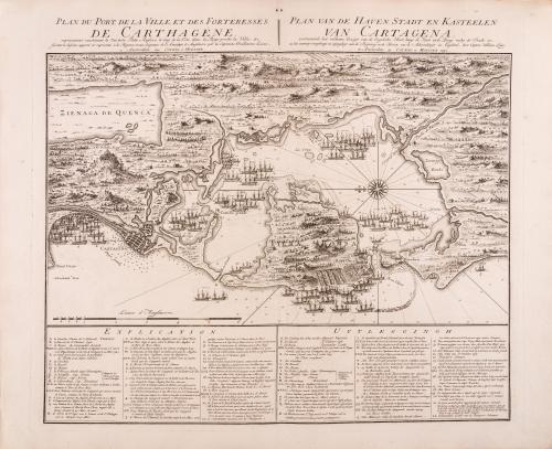 Laws, William : Plan du Port de la Ville et des Forteresses de Carthagene