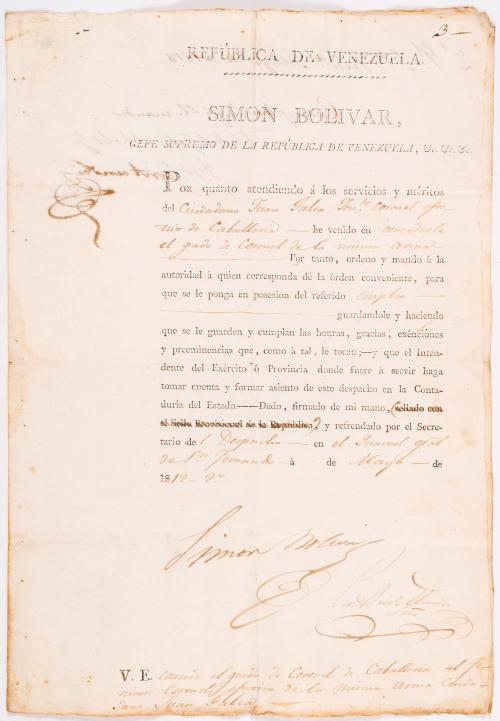 Expediente de servicios del coronel Juan Galea