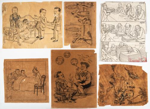 Colección de caricaturas políticas.Mediados del siglo XX