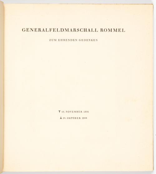 s.a. : Libro de homenaje al mariscal Erwin Rommel