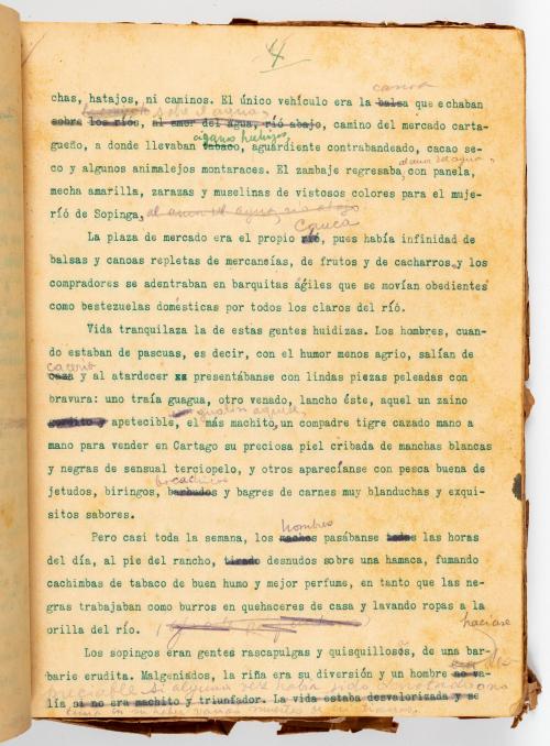 Arias Trujillo, Eduardo : Manuscrito original del texto Risaralda, novela de negredumbre y de vaquería 