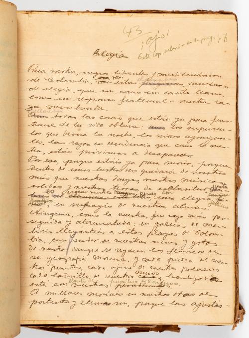 Arias Trujillo, Eduardo : Manuscrito original del texto Risaralda, novela de negredumbre y de vaquería 